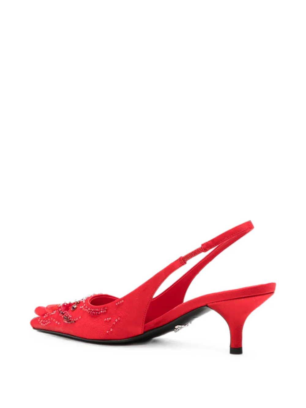 Prada bead-embellished slingback pumps Rood