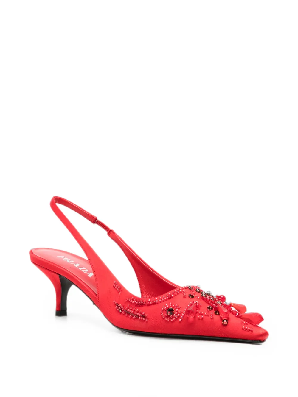 Prada bead-embellished slingback pumps Rood