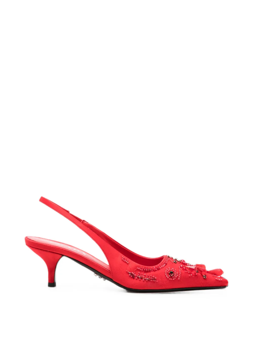 Prada bead-embellished slingback pumps Rood