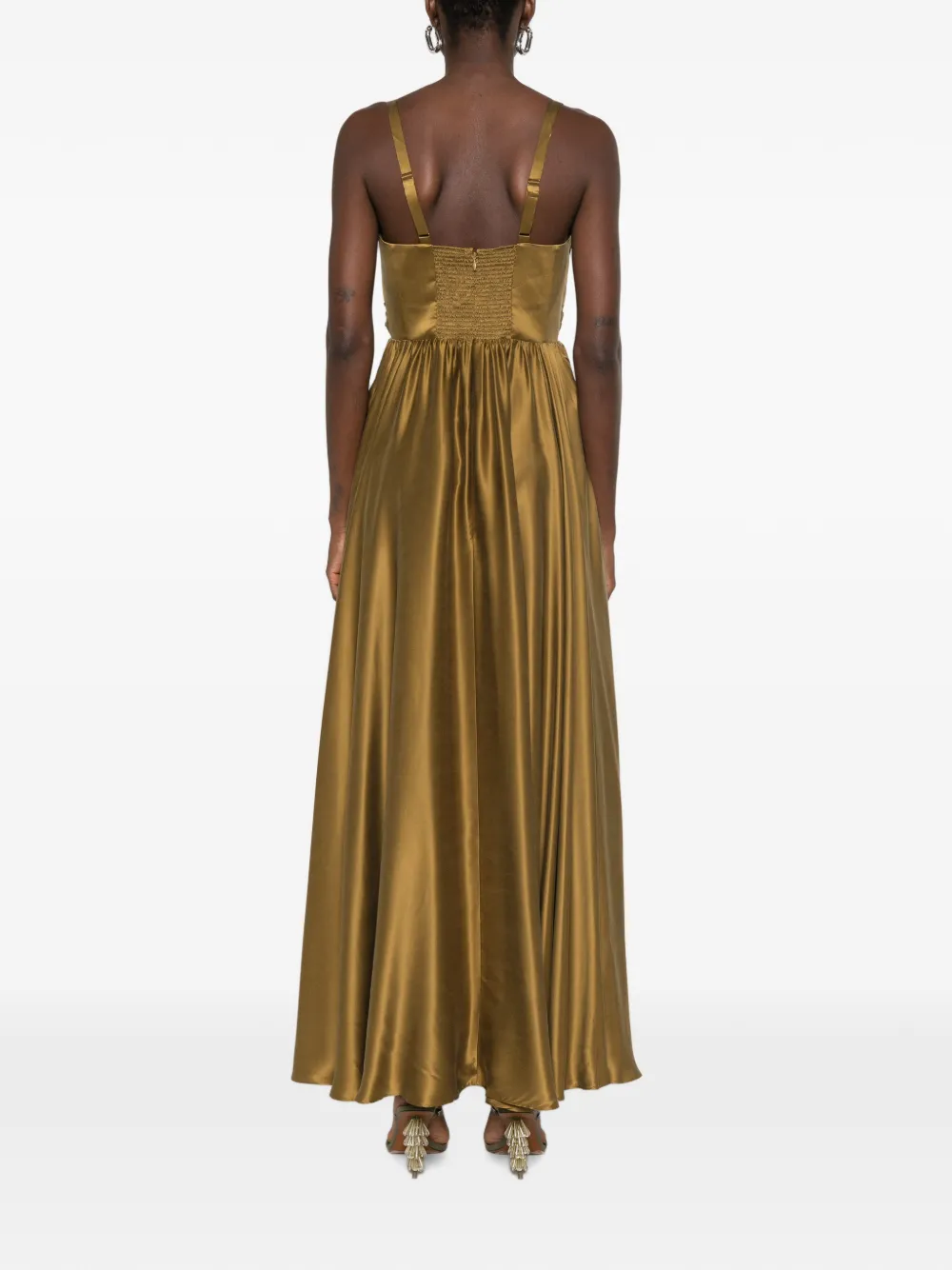 ZIMMERMANN ruched cut-out maxi dress Groen