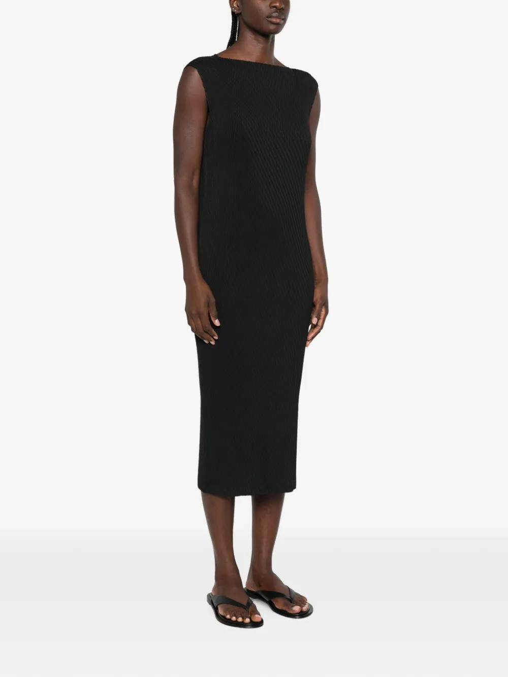 Issey Miyake Mouwloze midi-jurk Zwart