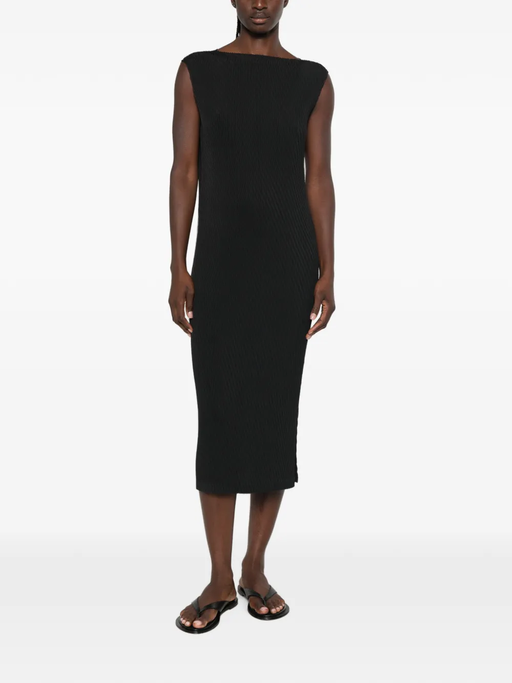 Issey Miyake Mouwloze midi-jurk Zwart