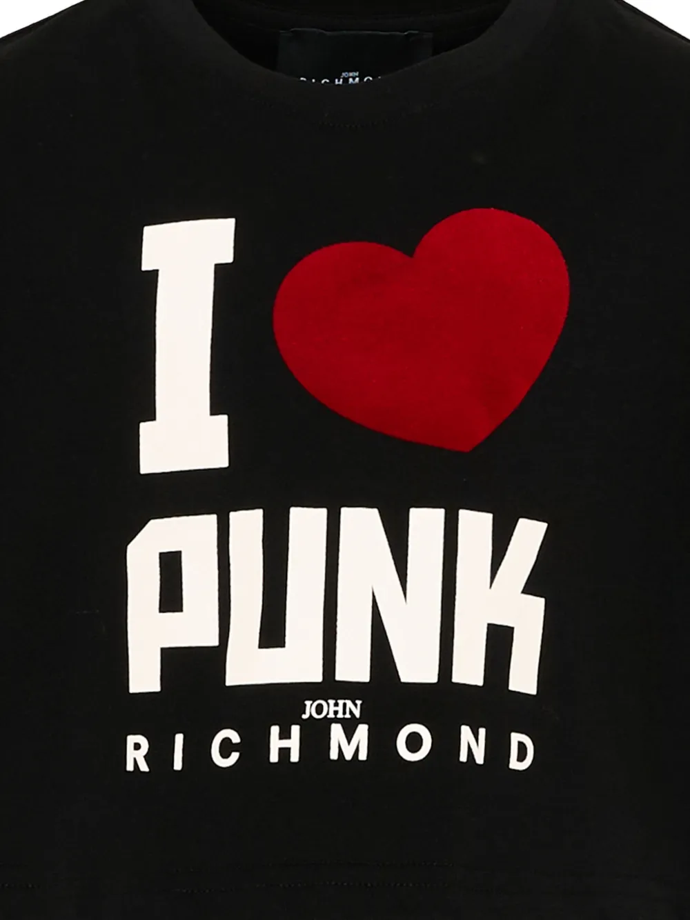 John Richmond Junior Cropped T-shirt met logoprint Zwart