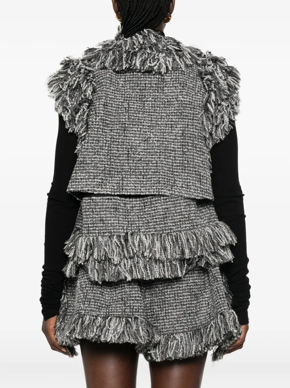 sacai Jack met franje en tweed-effect Grijs