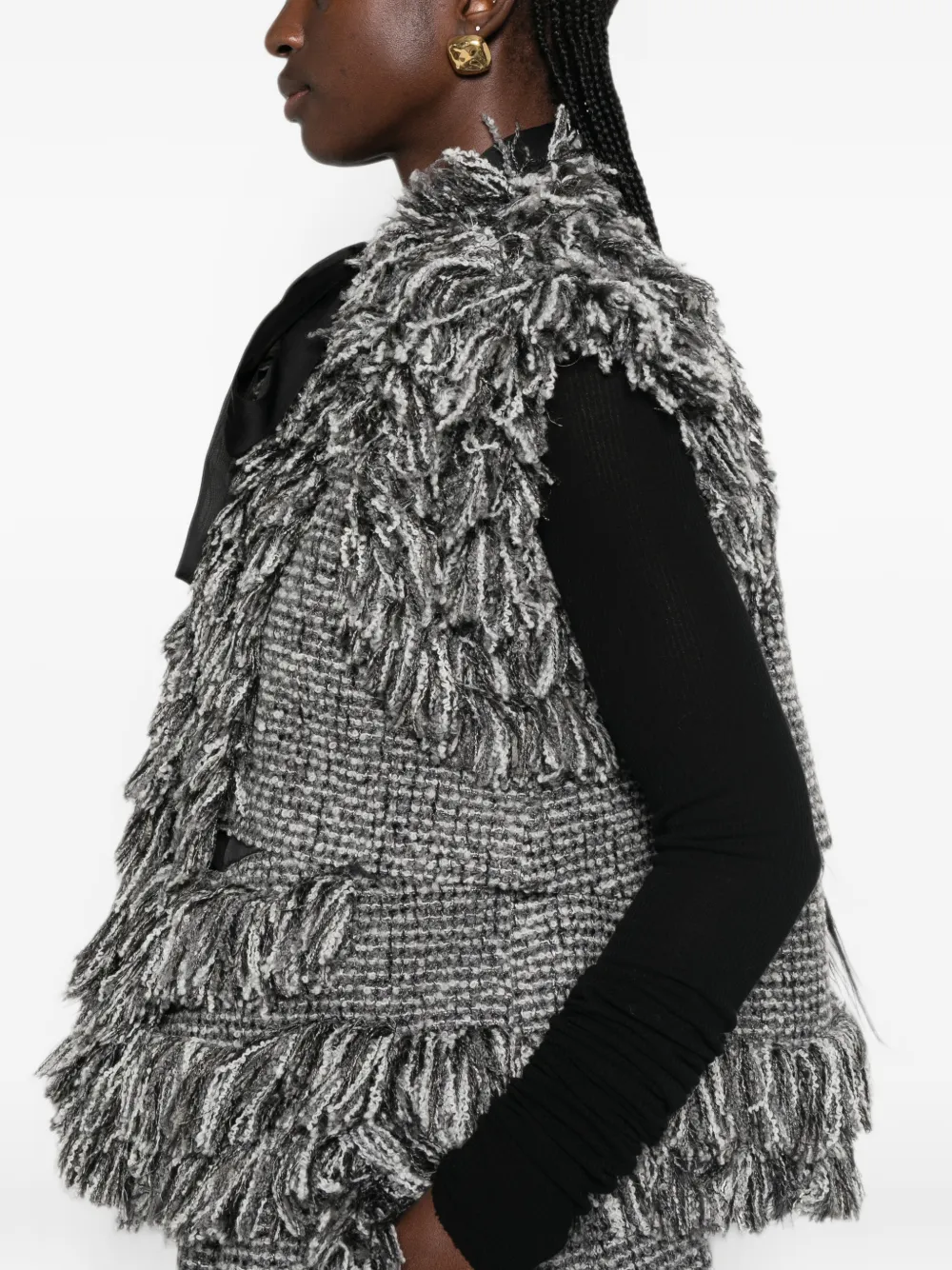 sacai Jack met franje en tweed-effect Grijs