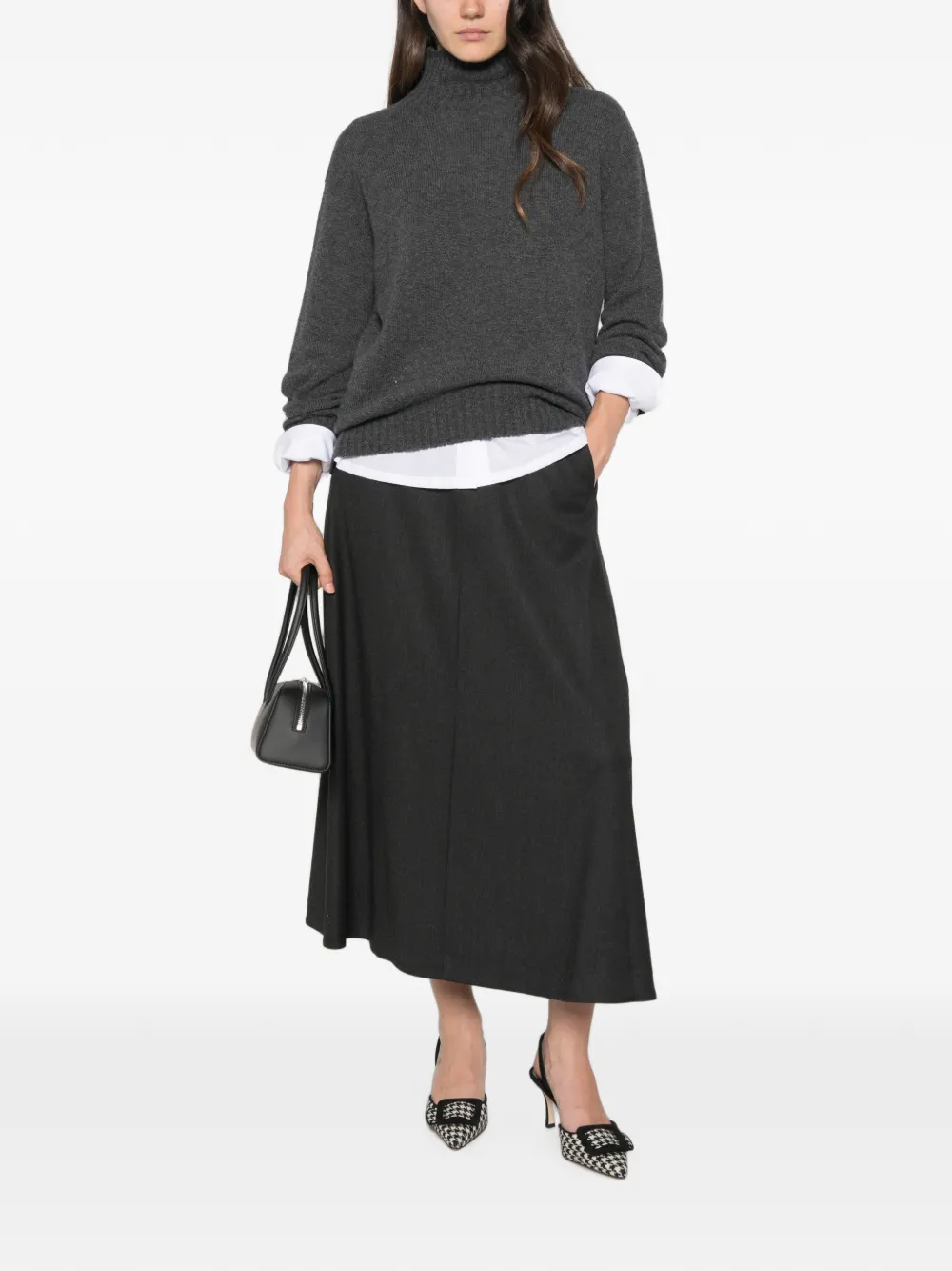 Why Ci Flared midi-rok met elastische taille Grijs