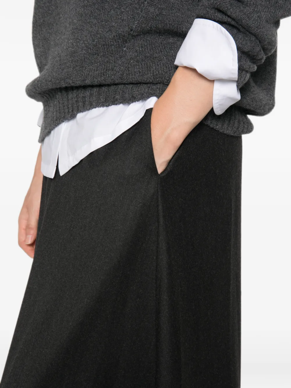 Why Ci Flared midi-rok met elastische taille Grijs