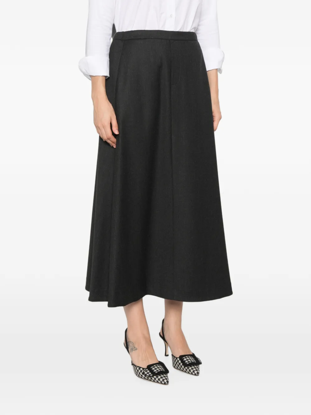 Why Ci Flared midi-rok met elastische taille Grijs