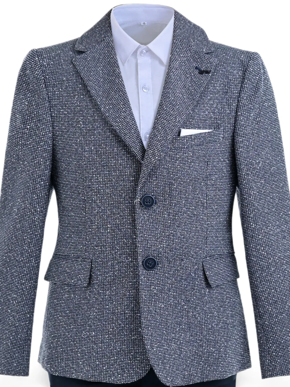 Moustache Jack driedelig pak met textuur Blauw