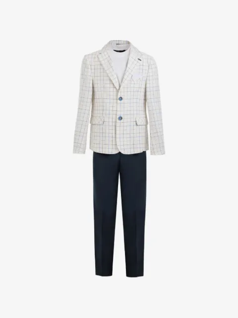 Moustache check-pattern suit set (set of three)