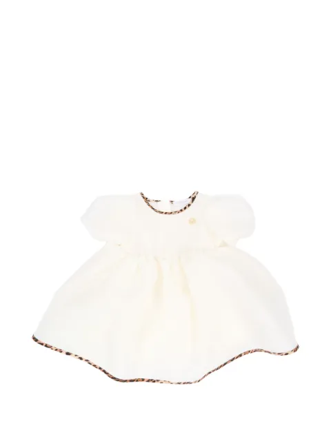 Roberto Cavalli Junior leopard-trim puff-sleeve dress