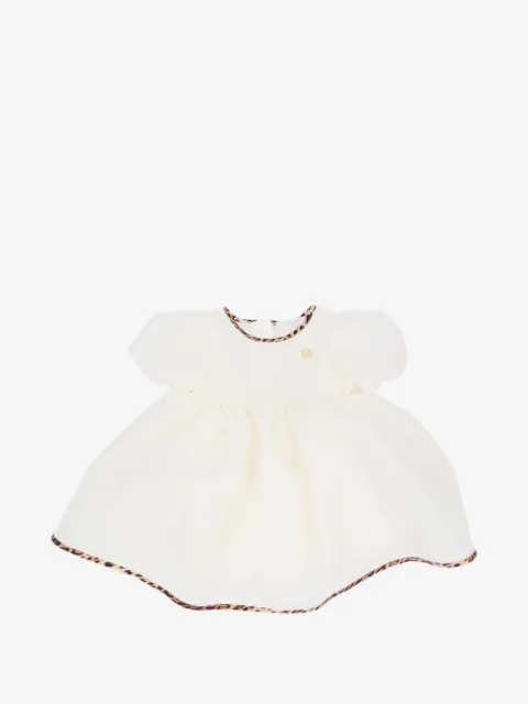 Roberto Cavalli Junior leopard-trim puff-sleeve dress