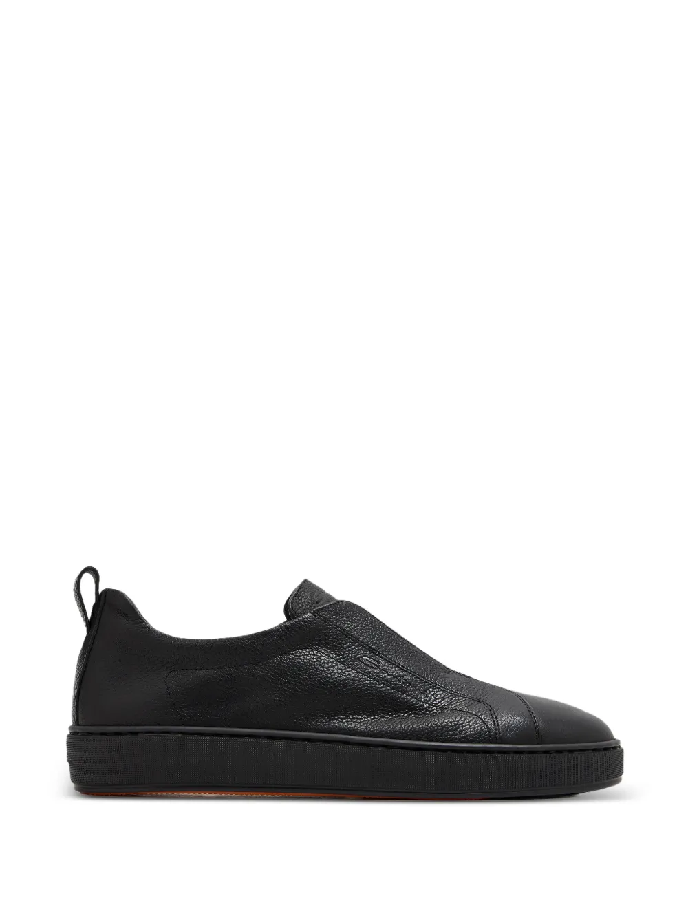 Santoni grainy leather slip-on sneakers - Schwarz
