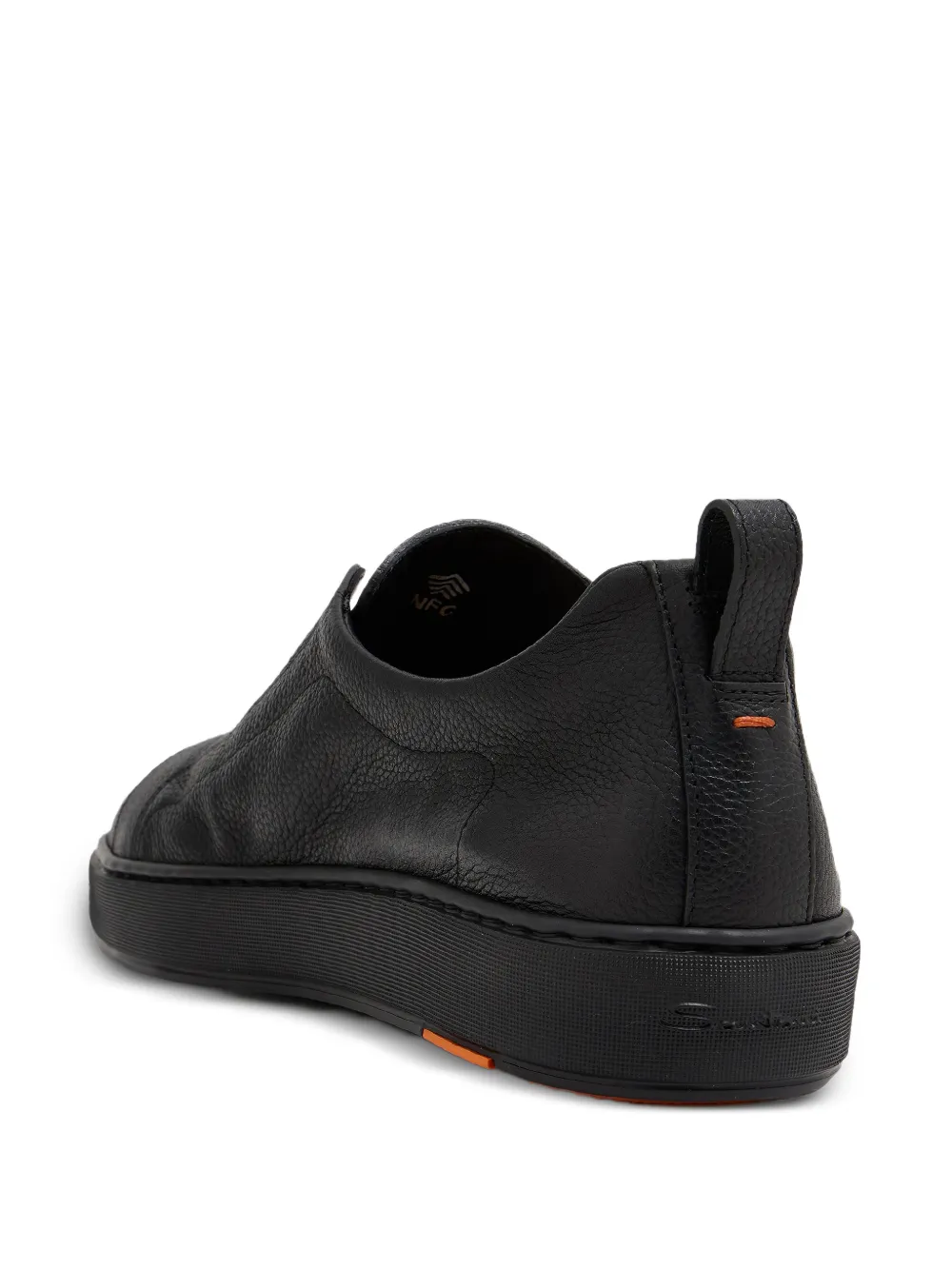 Santoni grainy leather slip-on sneakers Zwart