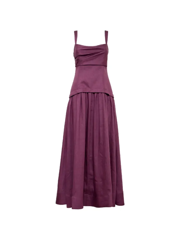 Acler Reeve Pleated Maxi Dress in Purple
