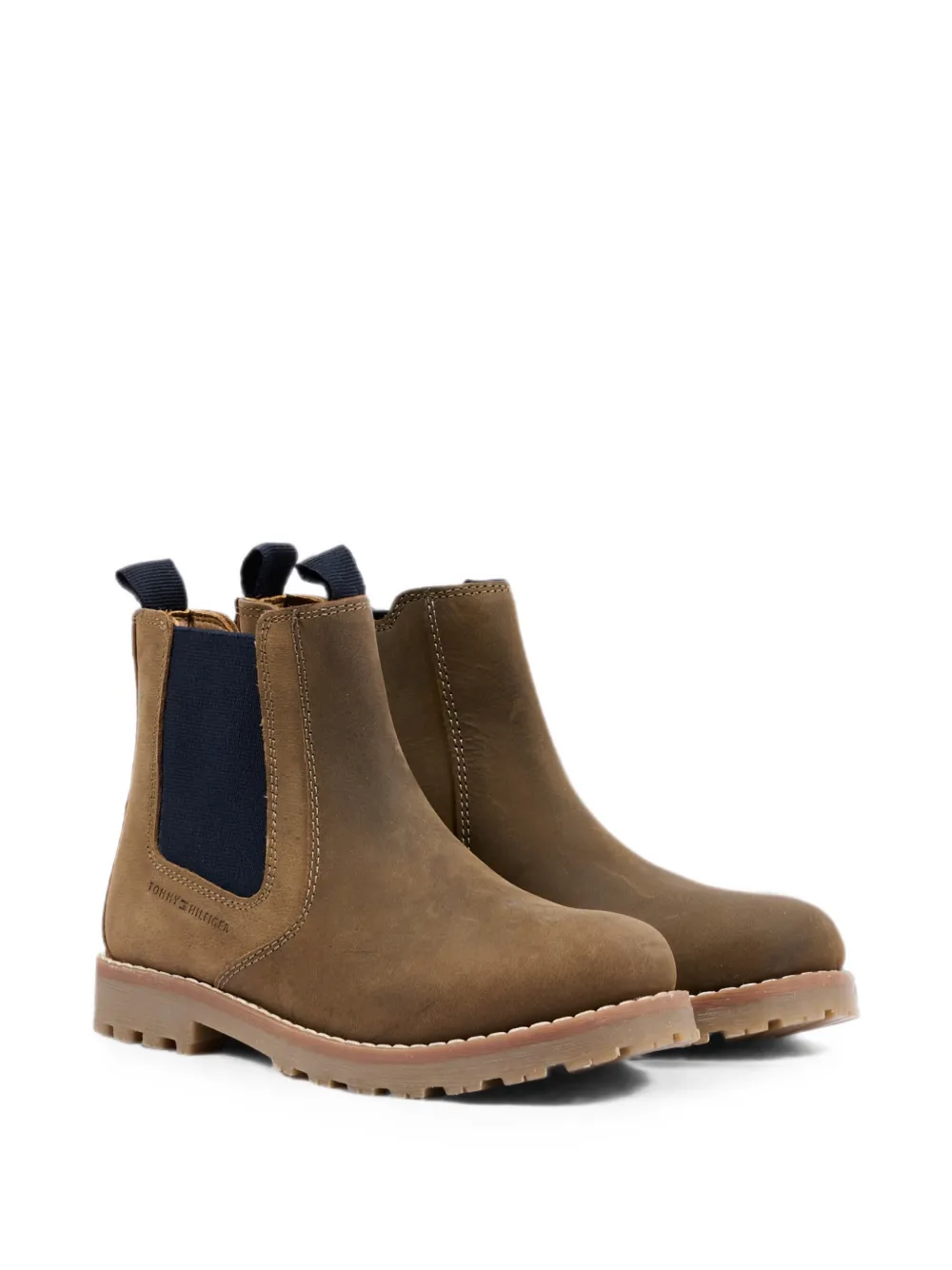 Tommy Hilfiger Junior elasticated-panel leather ankle boots Bruin