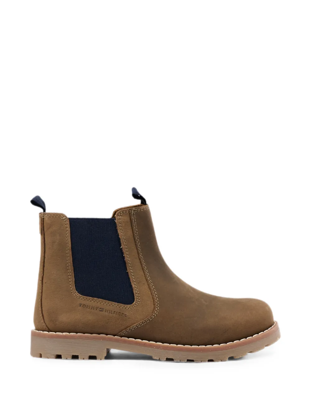 Tommy Hilfiger Junior elasticated-panel leather ankle boots Bruin