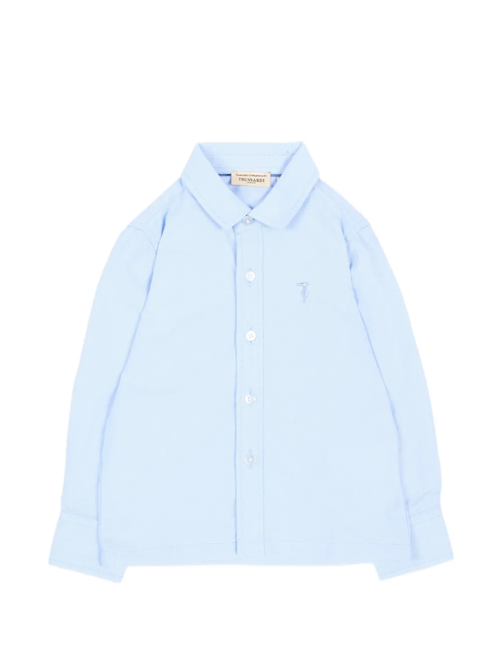 TRUSSARDI JUNIOR embroidered-logo long-sleeve shirt - Blau