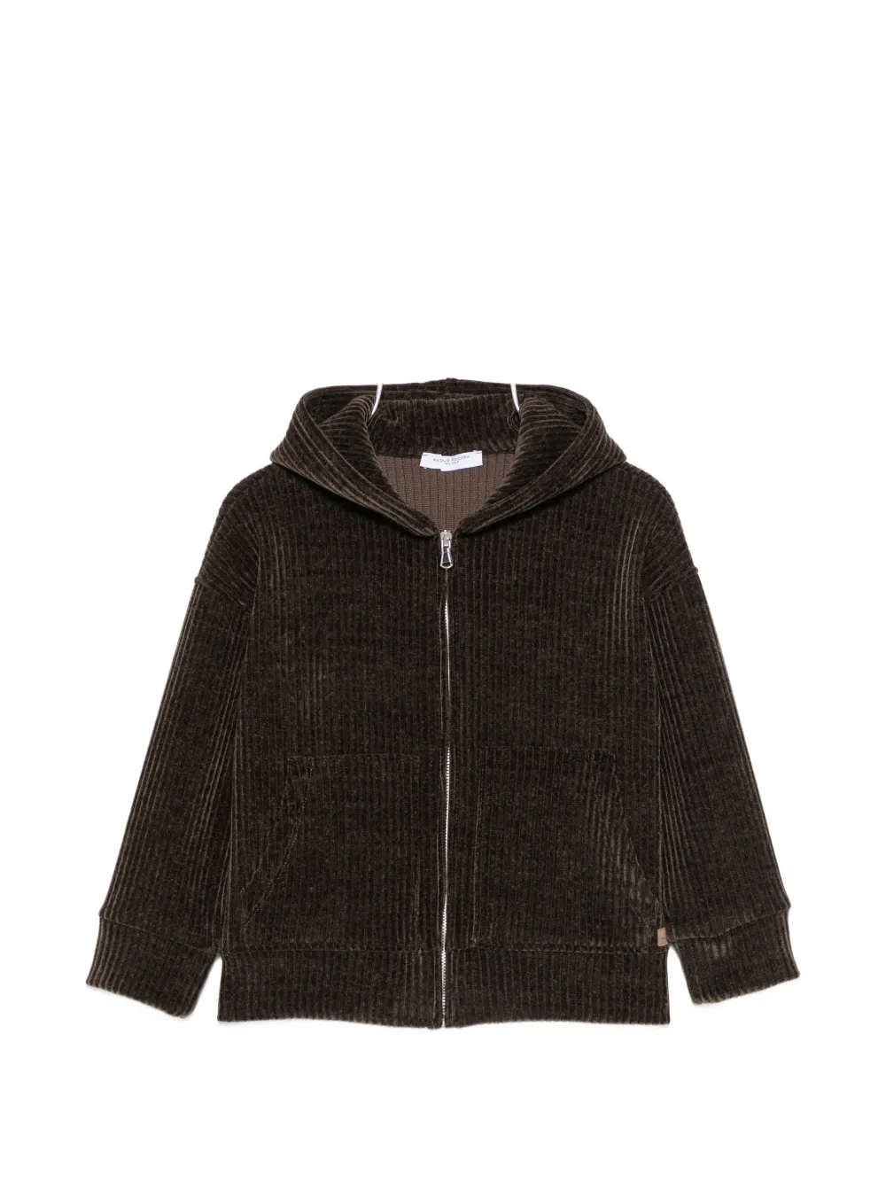 Paolo Pecora Kids ribbed-knit hooded jacket - Braun