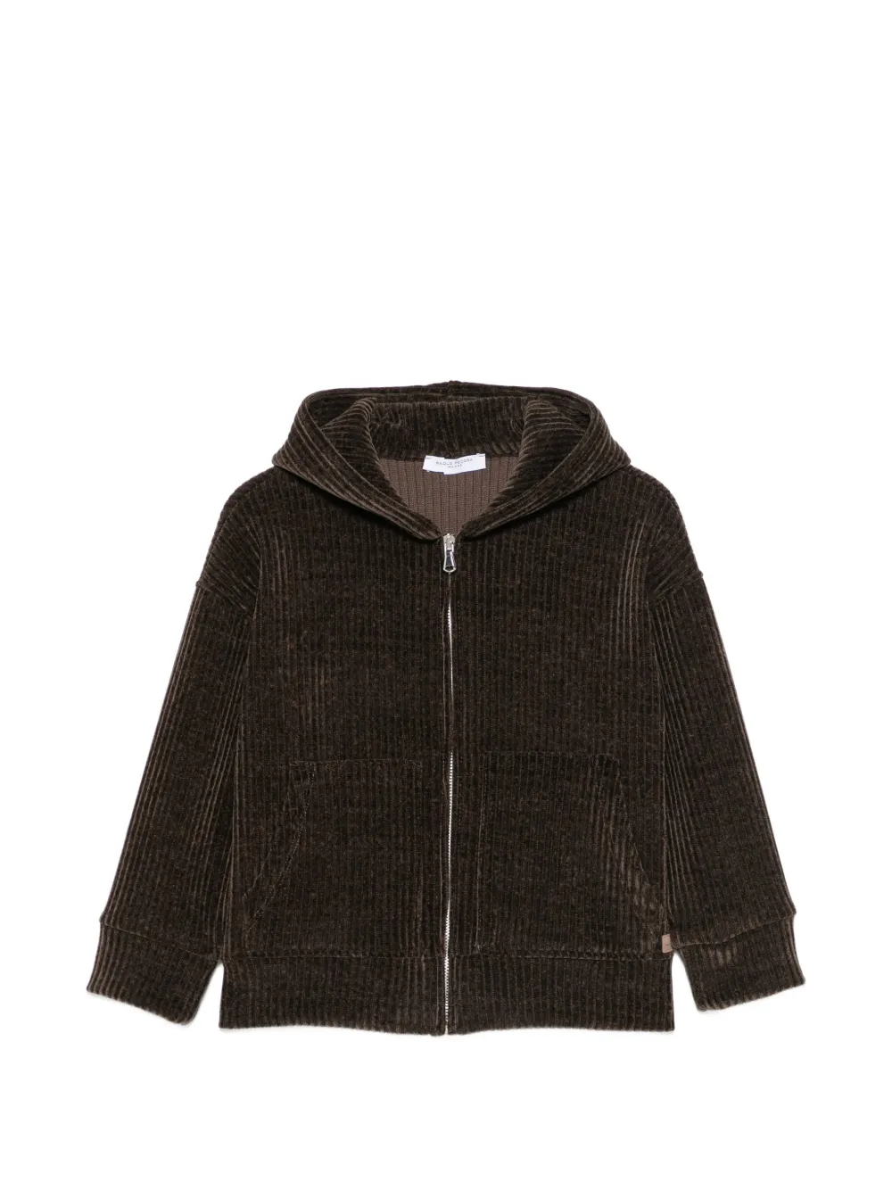 Paolo Pecora Kids ribbed-knit hooded jacket - Marrone