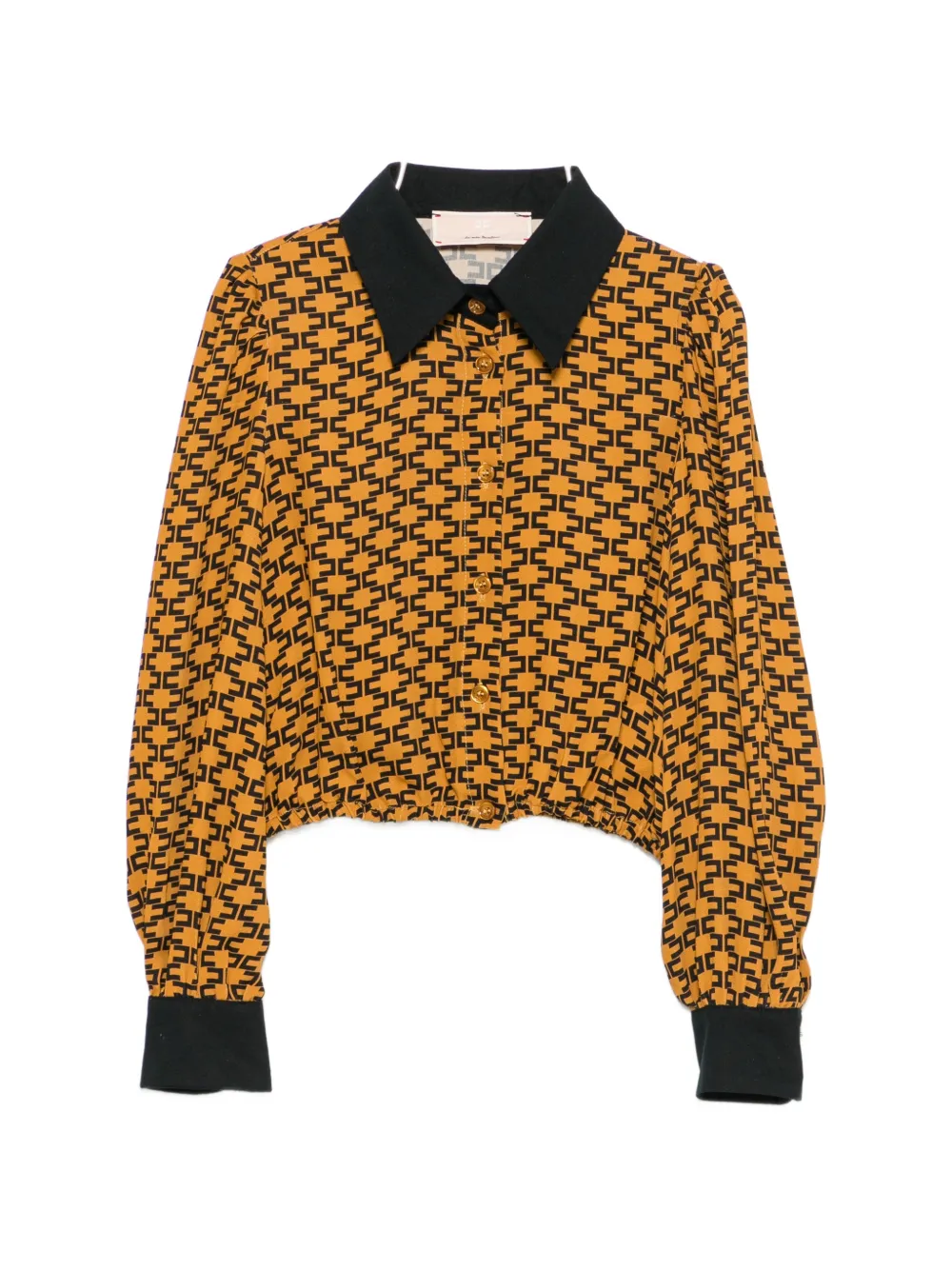 Elisabetta Franchi La Mia Bambina monogram-print cropped blouse - Arancione