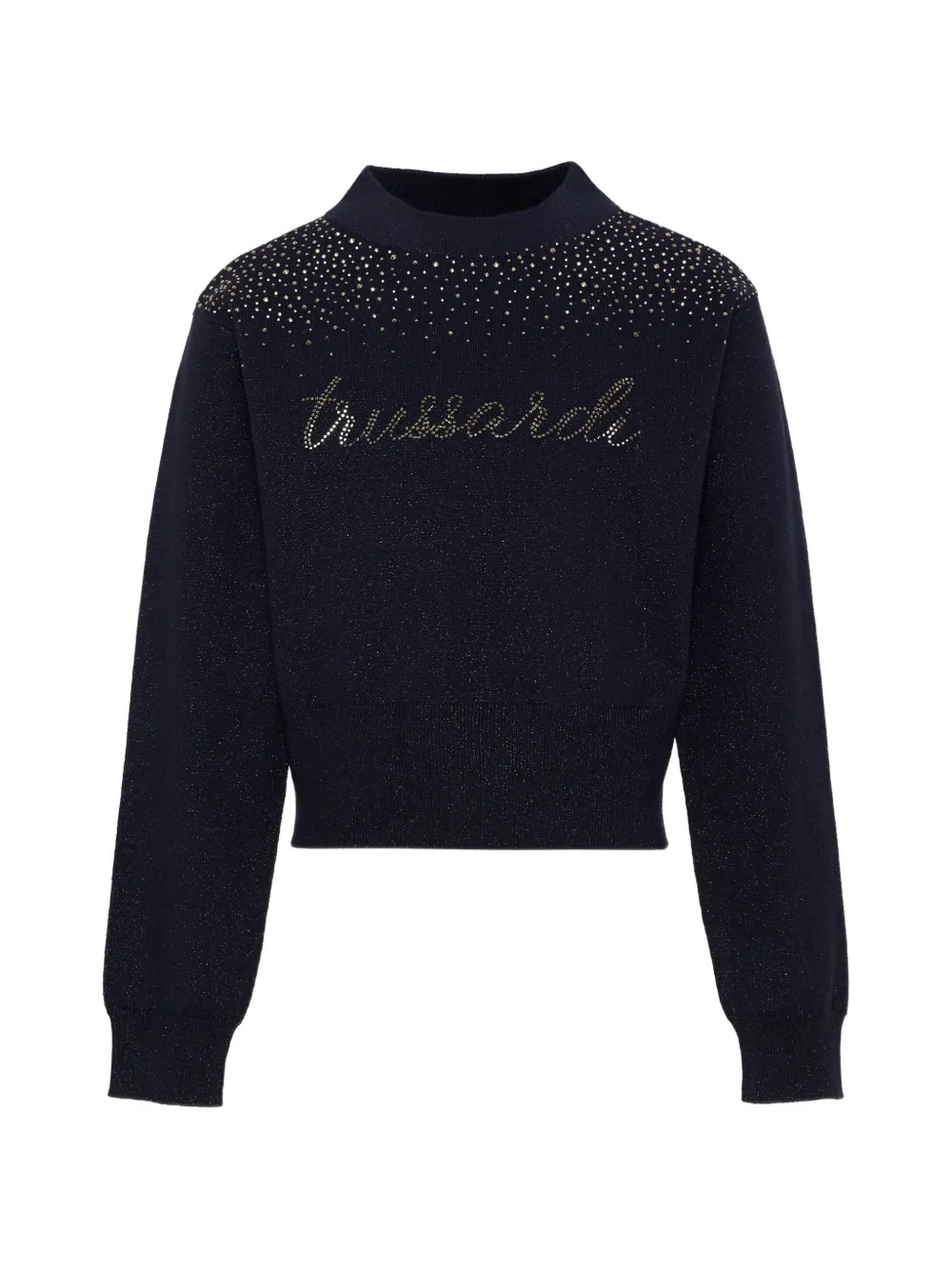 TRUSSARDI JUNIOR crystal-embellished logo-detail sweater - Blu