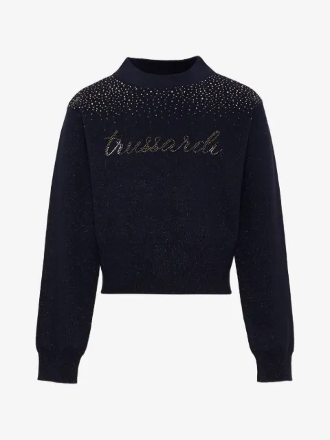 TRUSSARDI JUNIOR crystal-embellished logo-detail sweater