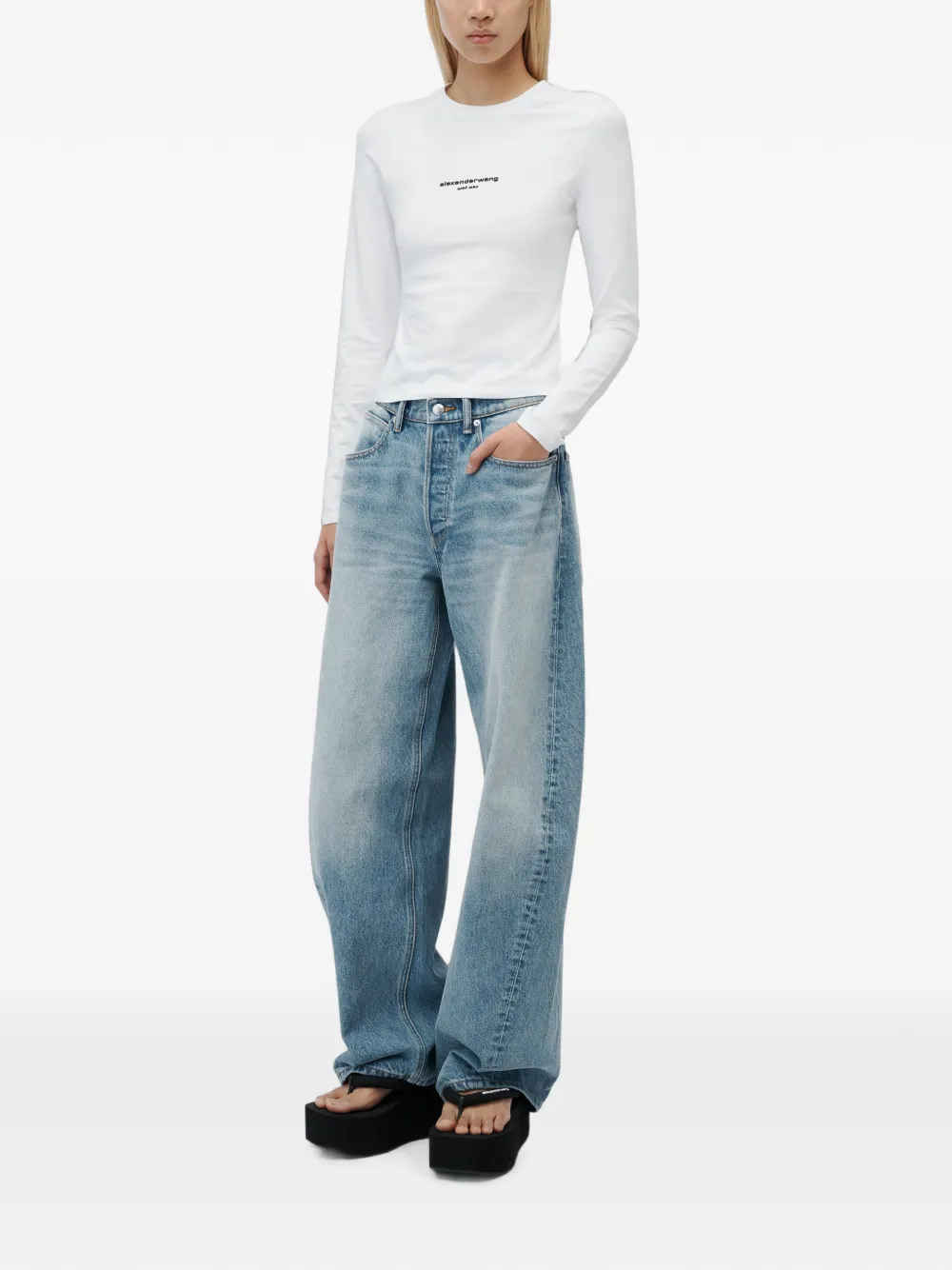 Alexander Wang LS T-shirt met logo-print Wit