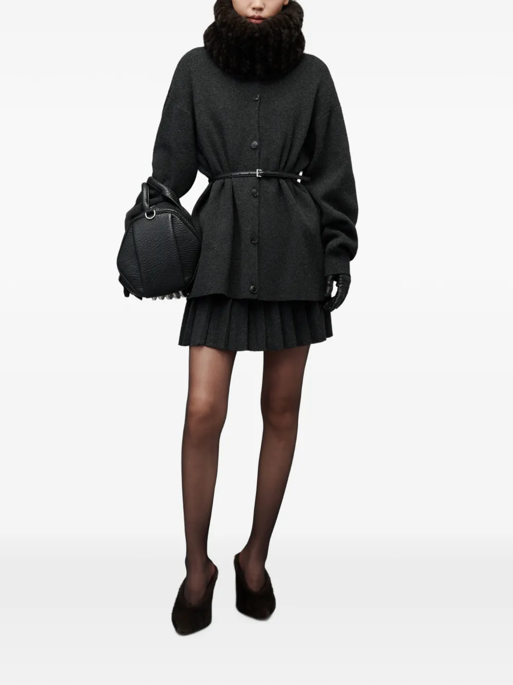 Alexander Wang Oversized vest met hittegeperste zoom en riem Grijs