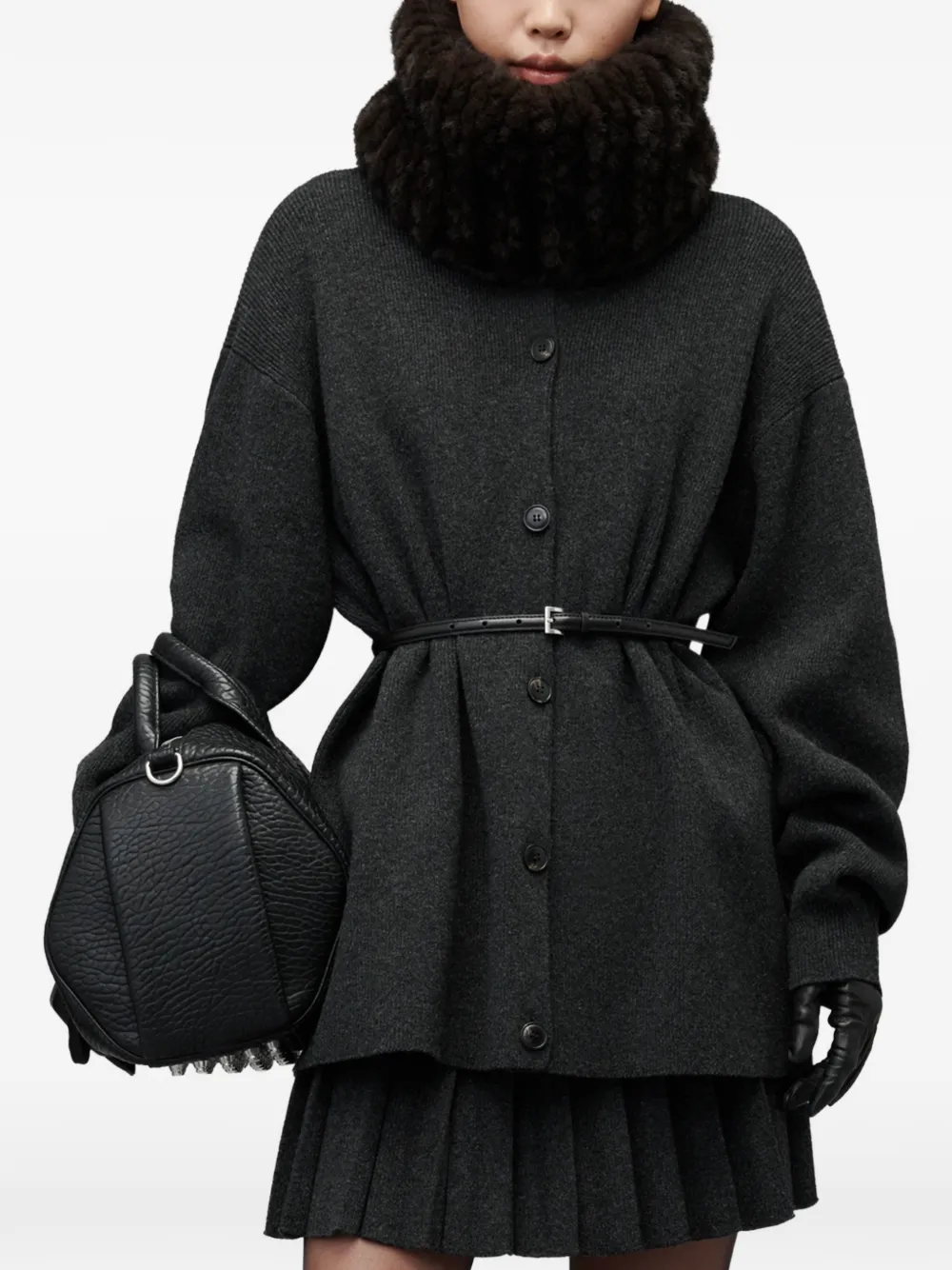 Alexander Wang Oversized vest met hittegeperste zoom en riem Grijs