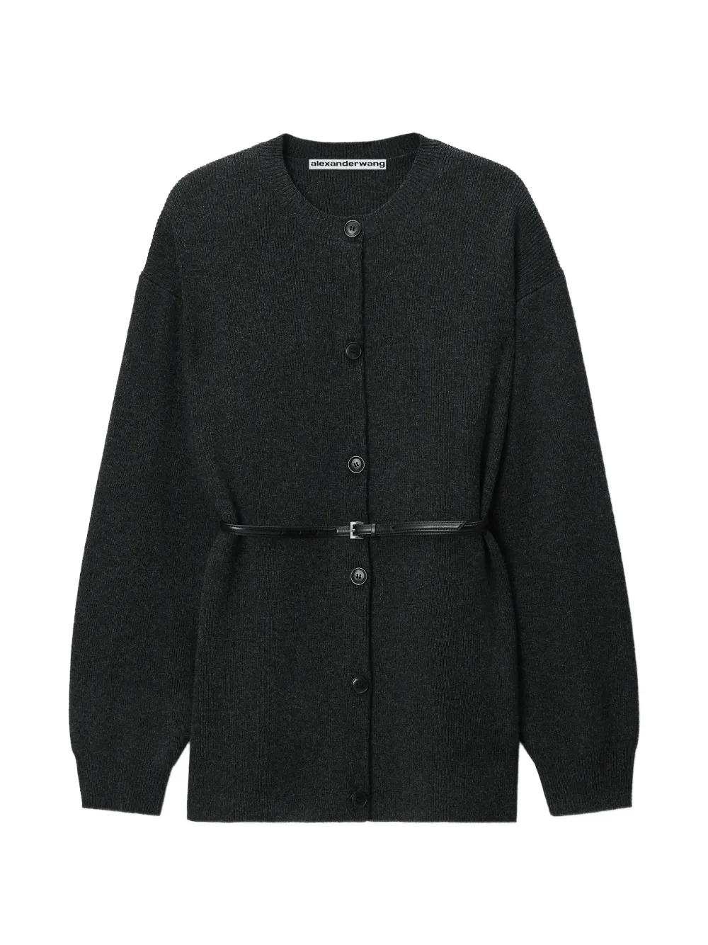 Alexander Wang oversized cardigan w/ heatpressed hem and belt - Grau