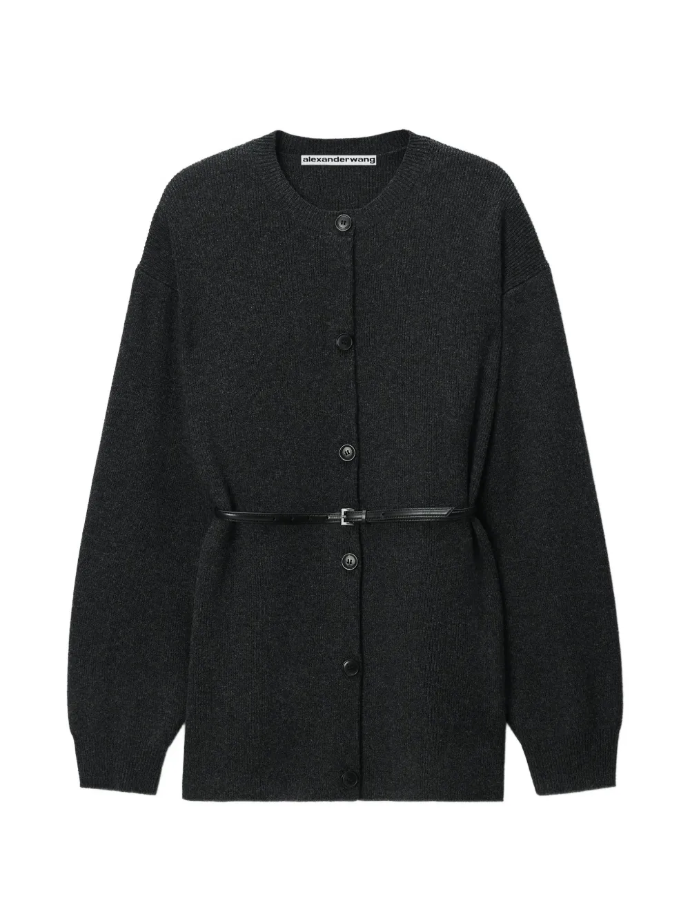 Alexander Wang oversized cardigan w/ heatpressed hem and belt - Grigio