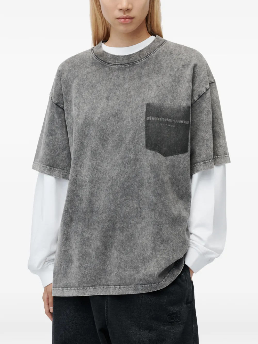 Alexander Wang T-shirt met korte mouwen en schaduwzak Grijs