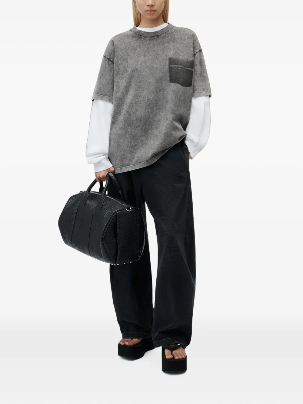 Alexander Wang T-shirt met korte mouwen en schaduwzak Grijs