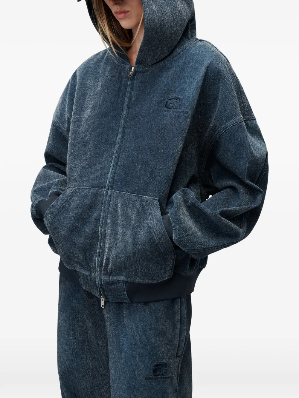 Alexander Wang Geborstelde denim joggingbroek Blauw