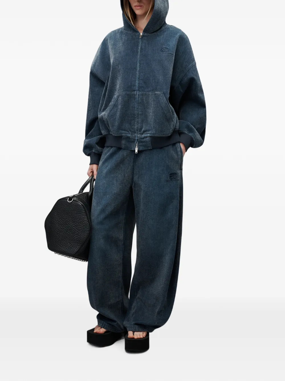 Alexander Wang Geborstelde denim joggingbroek Blauw