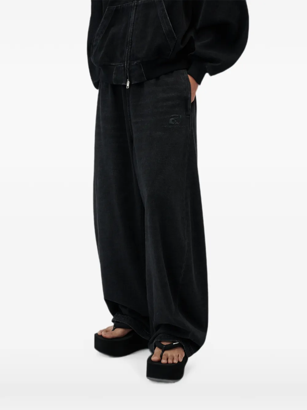 Alexander Wang Pre-styled Brushed Denim Sweatpants in Black, view 4