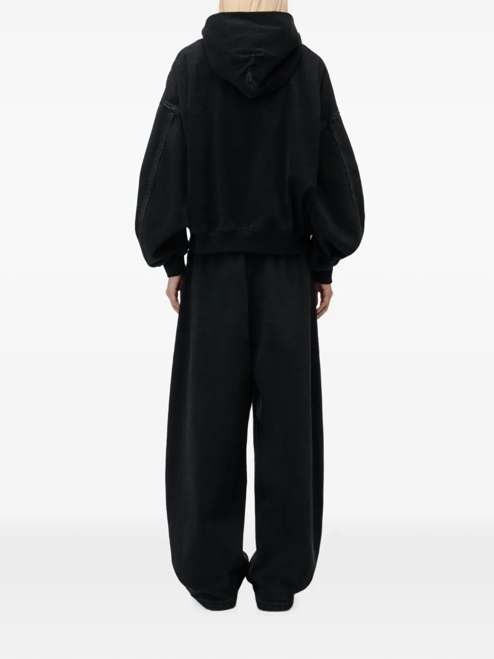 Alexander Wang Pre-styled Brushed Denim Sweatpants in Black, view 3