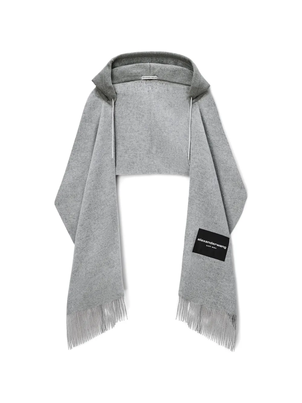 Alexander Wang crystal hotfix drawcord scarf hoodie - Grey