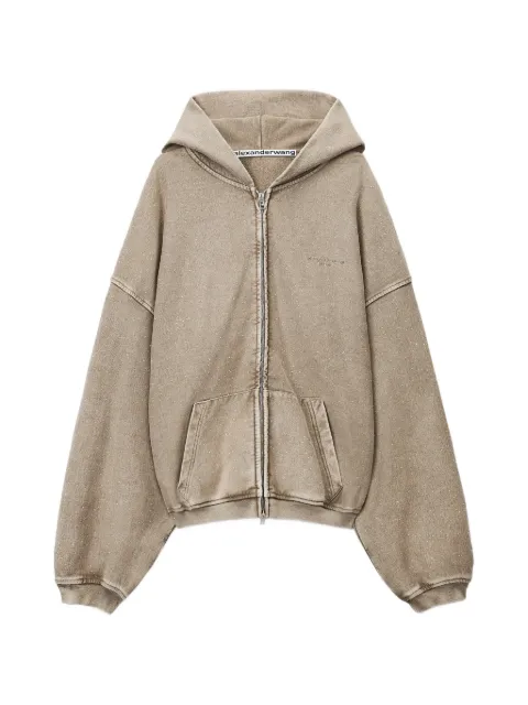 Alexander Wang 大面积晶饰超大款拉链连帽衫