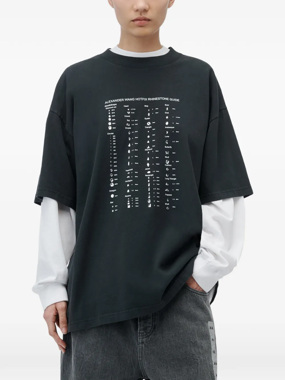 Alexander Wang T-shirt met korte mouwen en hotfix-kaartprint Zwart