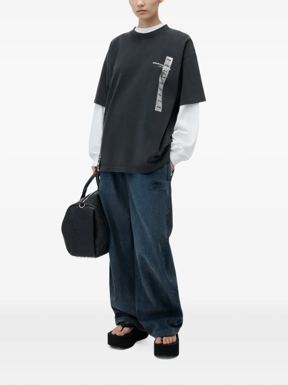 Alexander Wang T-shirt met korte mouwen en flasher-print Zwart