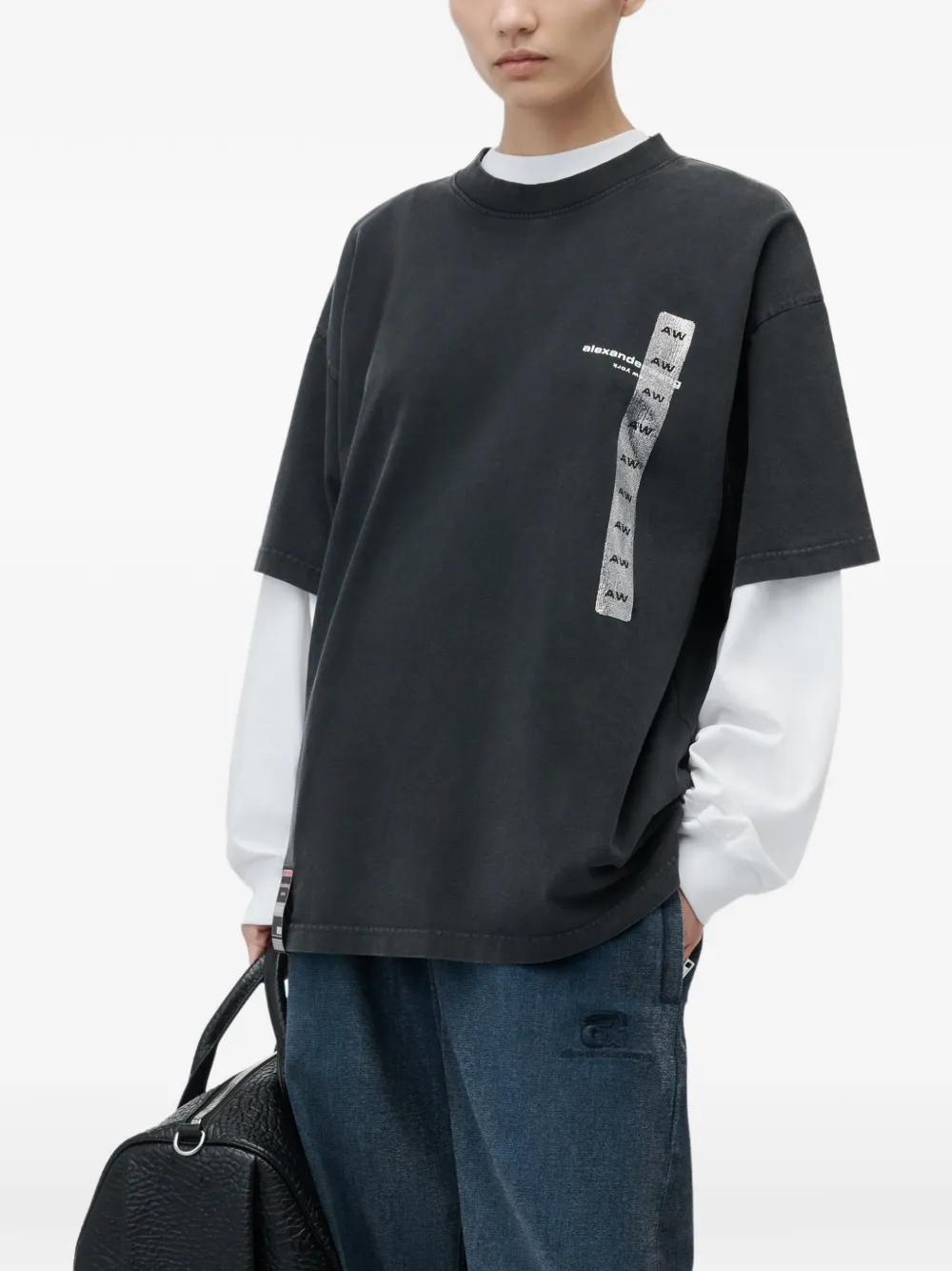 Alexander Wang T-shirt met korte mouwen en flasher-print Zwart