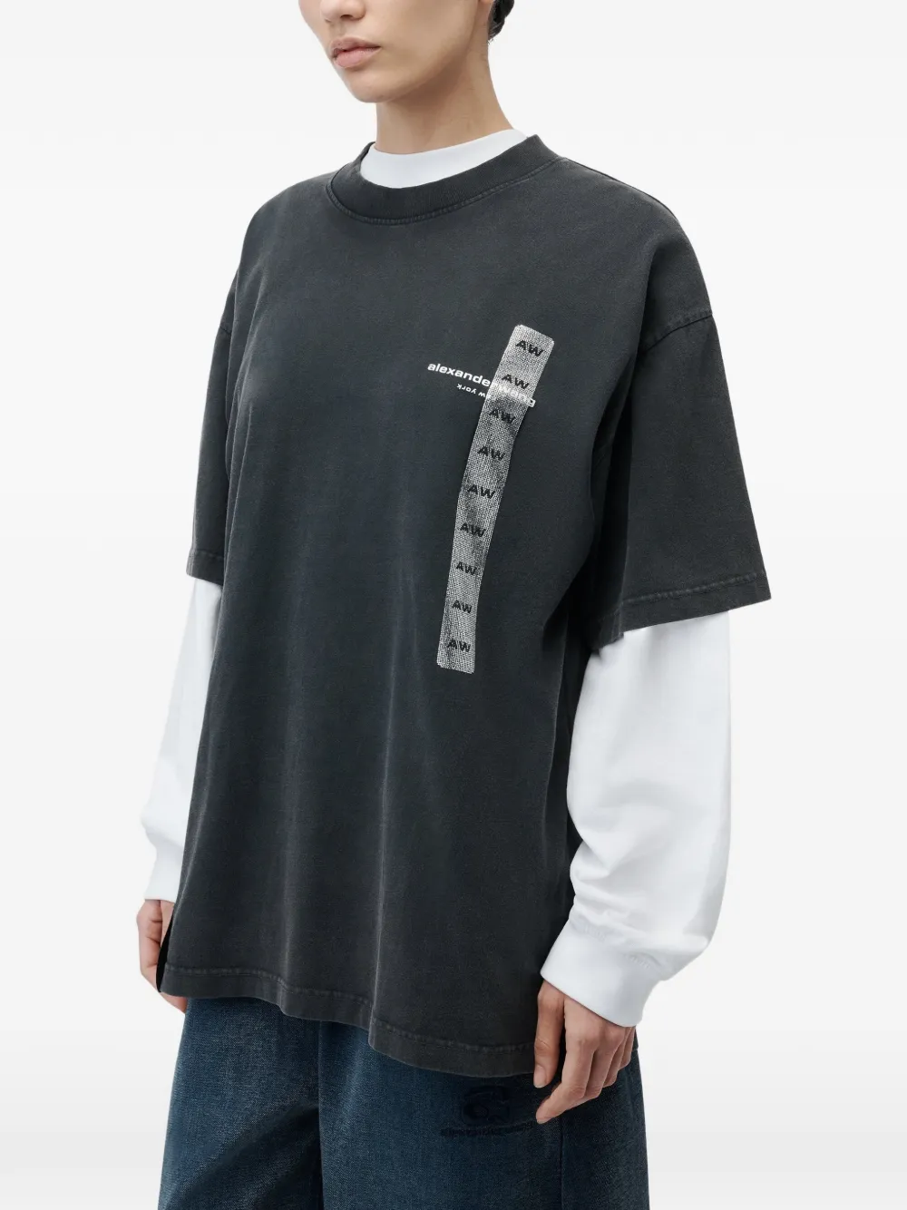 Alexander Wang T-shirt met korte mouwen en flasher-print Zwart