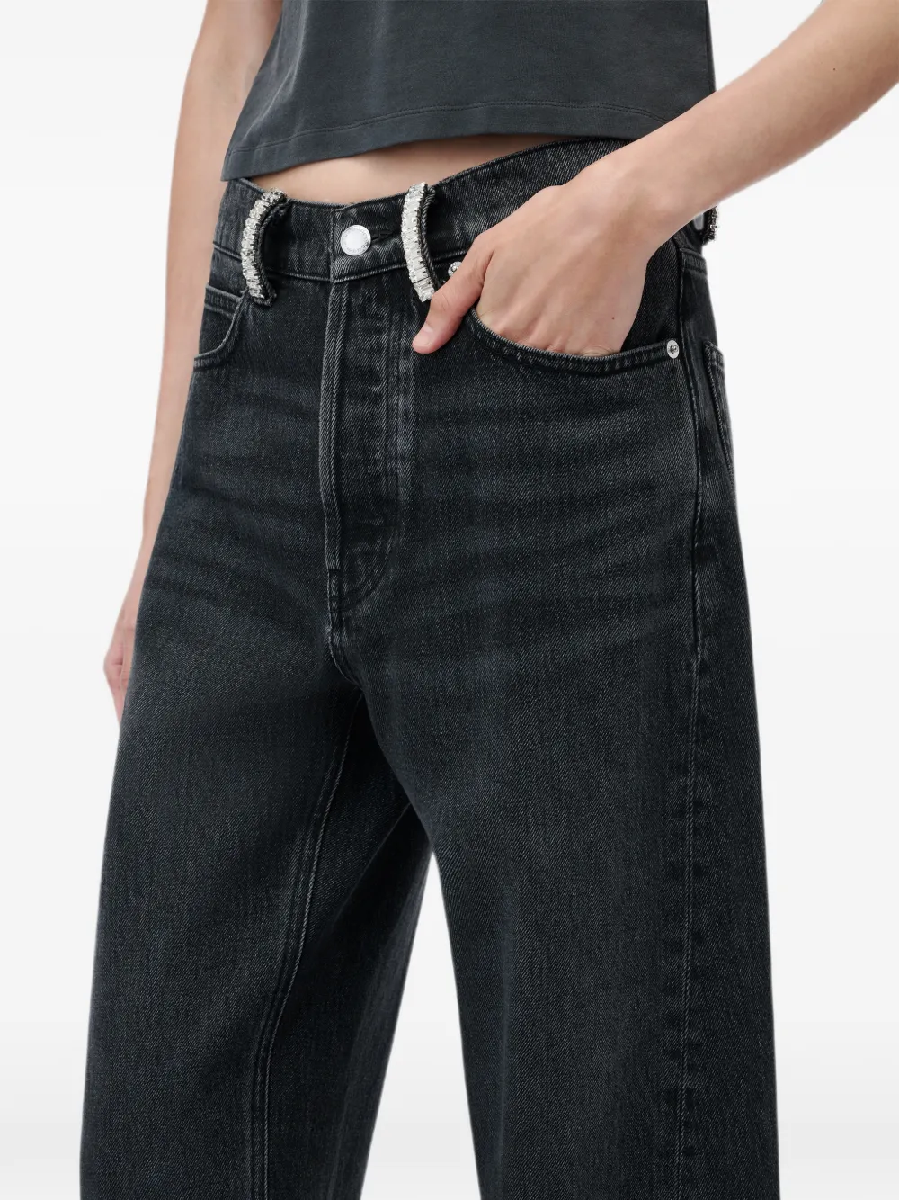 Alexander Wang Jeans verfraaid met kristallen Zwart