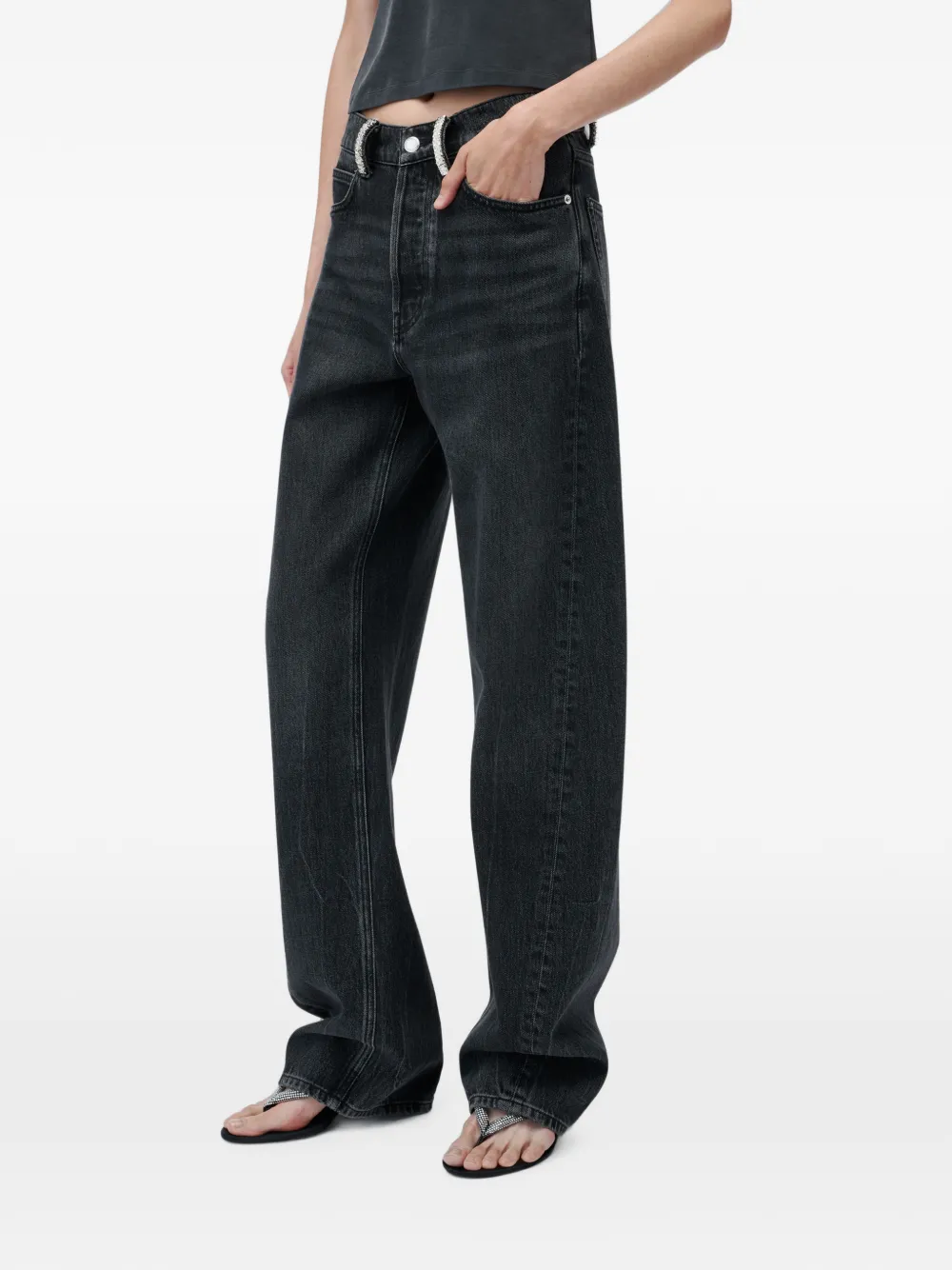Alexander Wang Jeans verfraaid met kristallen Zwart