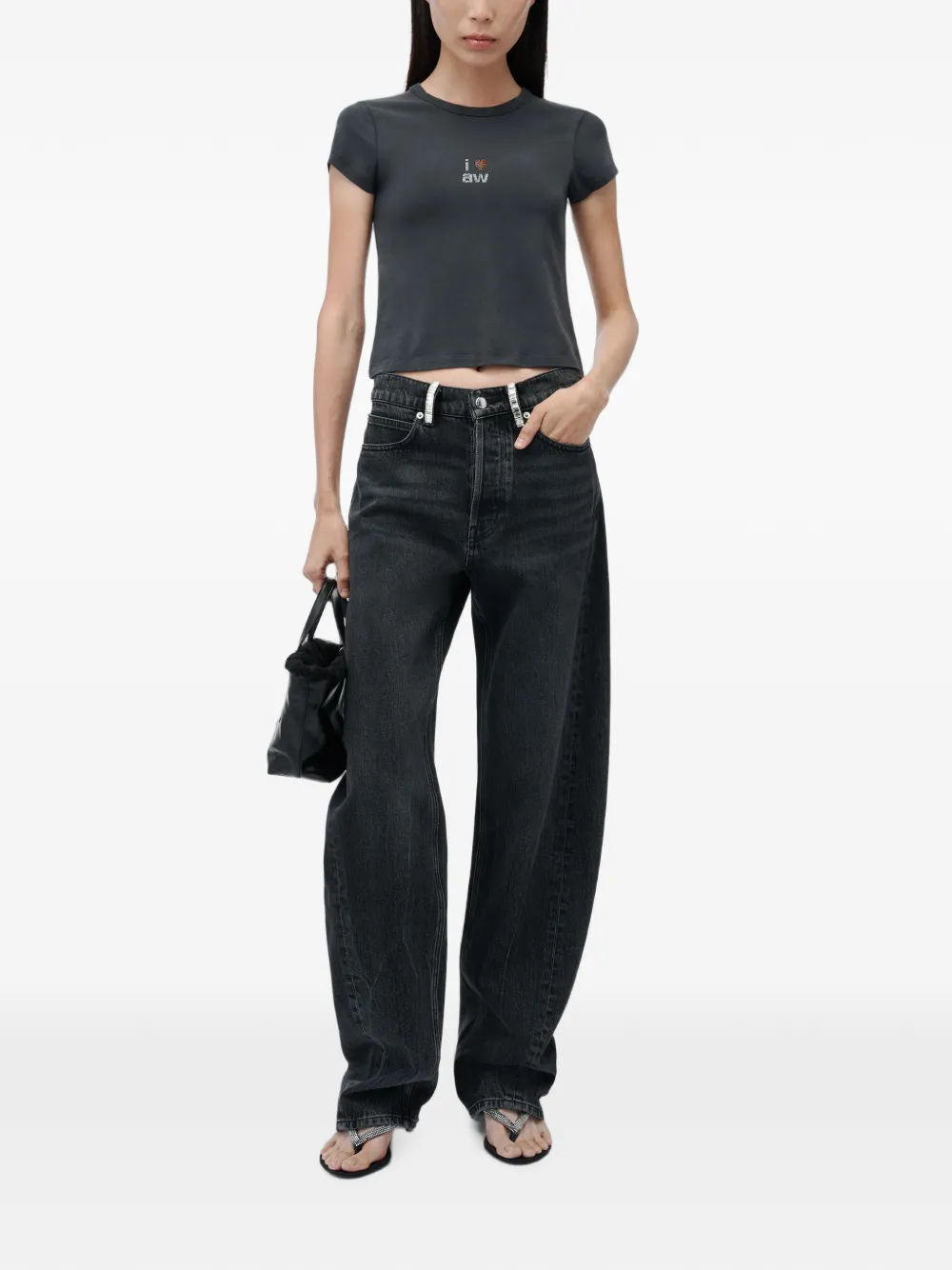 Alexander Wang Jeans verfraaid met kristallen Zwart