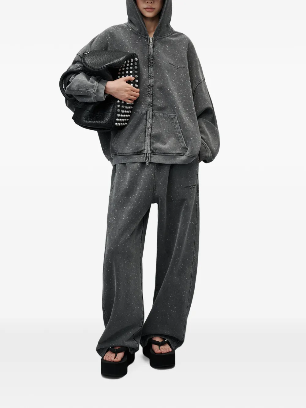 Alexander Wang Midi-waist oversized joggingbroek met all-over hotfix Grijs