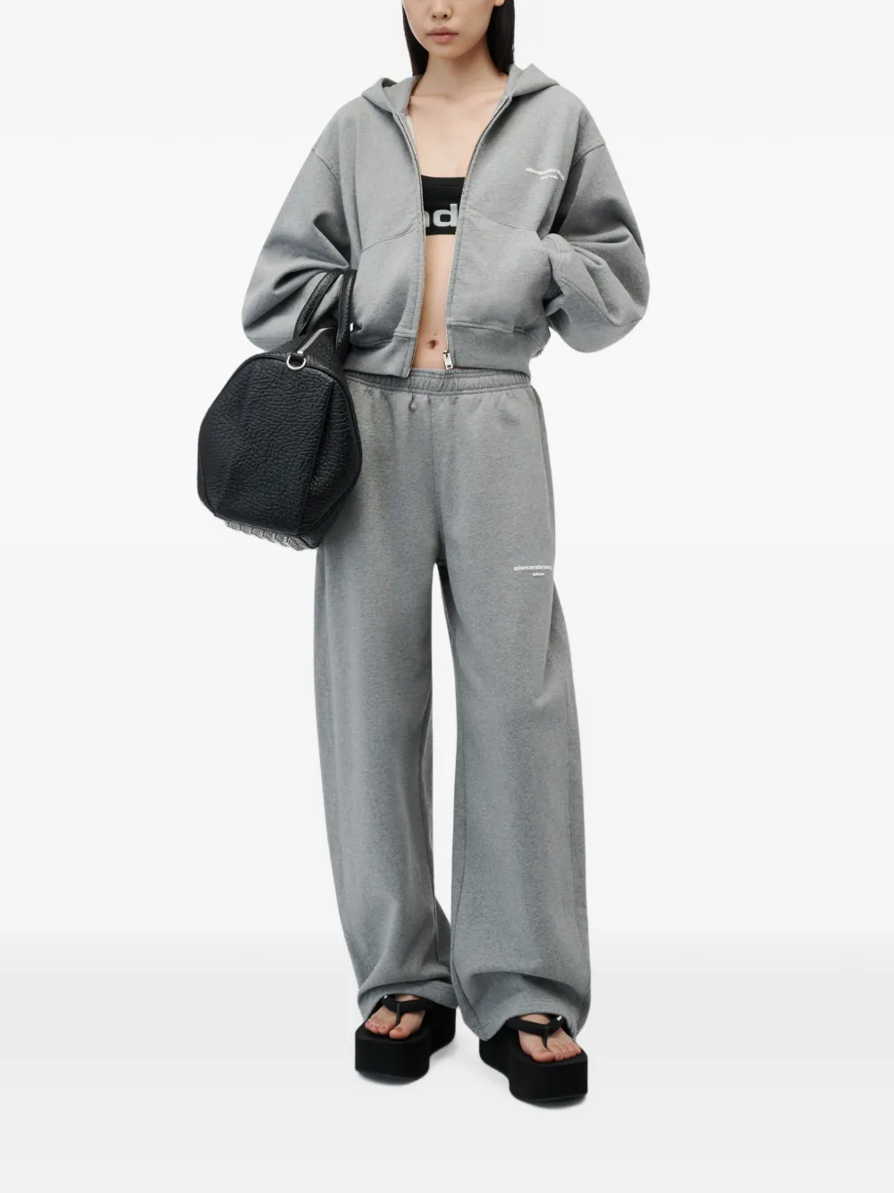 Alexander Wang Midi-waist ruimvallende joggingbroek met logo-print Grijs