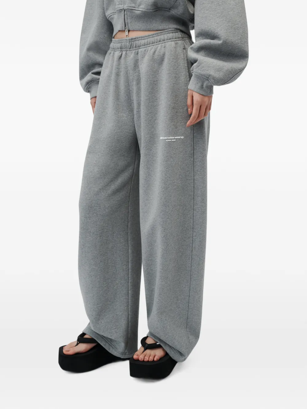 Alexander Wang Midi-waist ruimvallende joggingbroek met logo-print Grijs